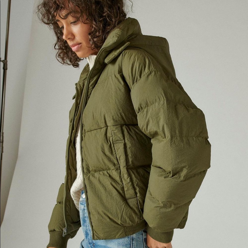 Lucky Brand Olive Green Loden Puffer Jacket